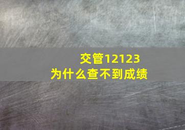 交管12123为什么查不到成绩