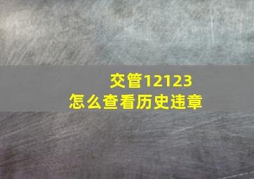 交管12123怎么查看历史违章