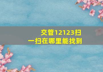 交管12123扫一扫在哪里能找到