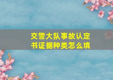 交警大队事故认定书证据种类怎么填