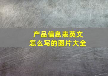 产品信息表英文怎么写的图片大全