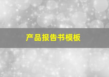 产品报告书模板