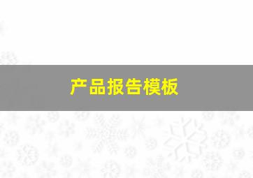 产品报告模板