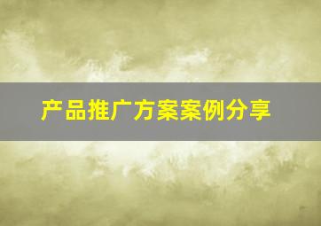 产品推广方案案例分享