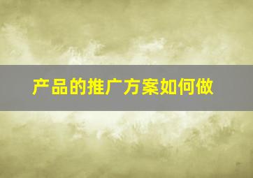 产品的推广方案如何做