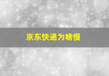 京东快递为啥慢