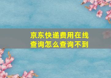 京东快递费用在线查询怎么查询不到