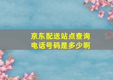 京东配送站点查询电话号码是多少啊