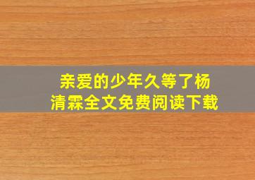 亲爱的少年久等了杨清霖全文免费阅读下载