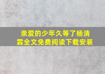 亲爱的少年久等了杨清霖全文免费阅读下载安装