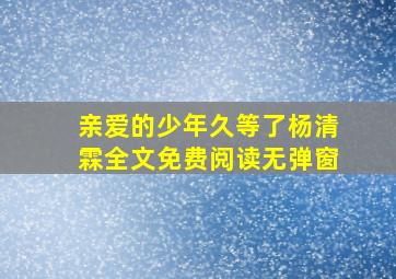 亲爱的少年久等了杨清霖全文免费阅读无弹窗