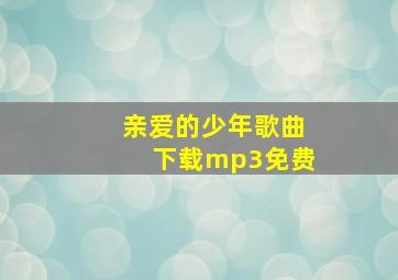 亲爱的少年歌曲下载mp3免费