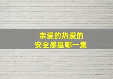 亲爱的热爱的安全感是哪一集