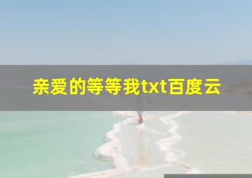 亲爱的等等我txt百度云