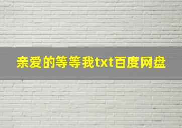 亲爱的等等我txt百度网盘