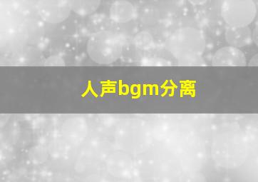 人声bgm分离