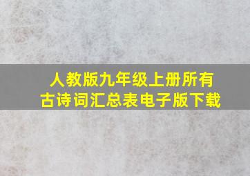 人教版九年级上册所有古诗词汇总表电子版下载