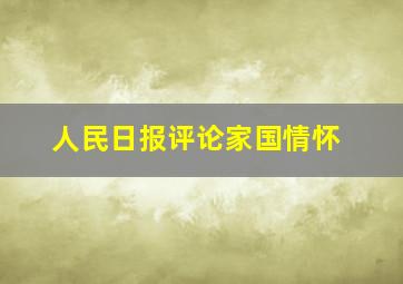 人民日报评论家国情怀