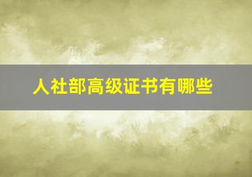 人社部高级证书有哪些