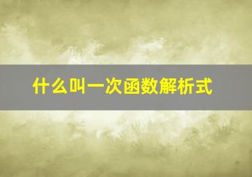 什么叫一次函数解析式