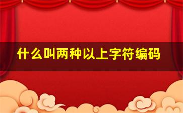 什么叫两种以上字符编码