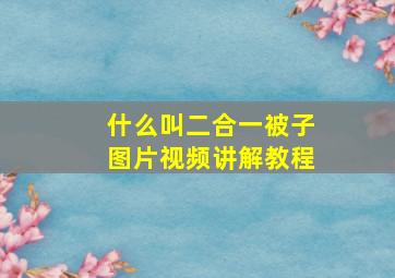 什么叫二合一被子图片视频讲解教程