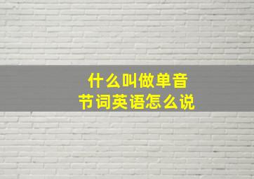 什么叫做单音节词英语怎么说