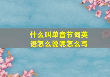 什么叫单音节词英语怎么说呢怎么写