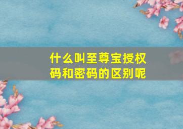 什么叫至尊宝授权码和密码的区别呢