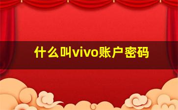 什么叫vivo账户密码