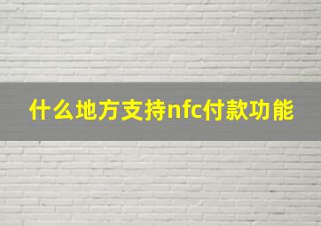 什么地方支持nfc付款功能