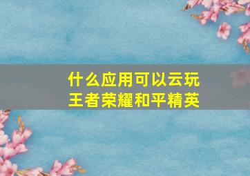 什么应用可以云玩王者荣耀和平精英