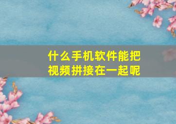 什么手机软件能把视频拼接在一起呢