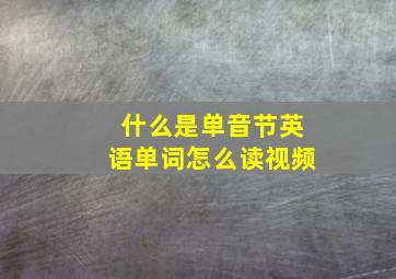 什么是单音节英语单词怎么读视频