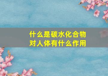 什么是碳水化合物对人体有什么作用