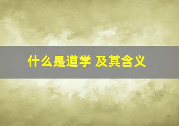 什么是道学 及其含义