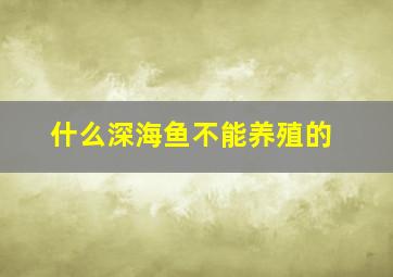 什么深海鱼不能养殖的