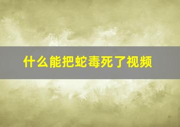 什么能把蛇毒死了视频