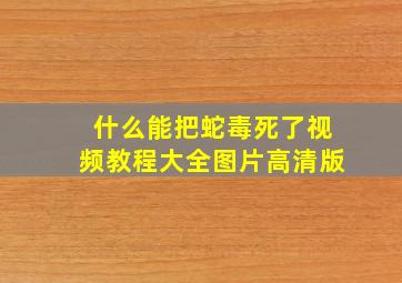 什么能把蛇毒死了视频教程大全图片高清版