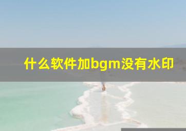 什么软件加bgm没有水印