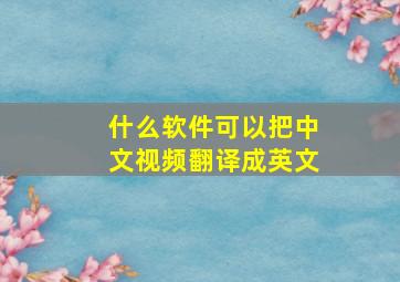 什么软件可以把中文视频翻译成英文