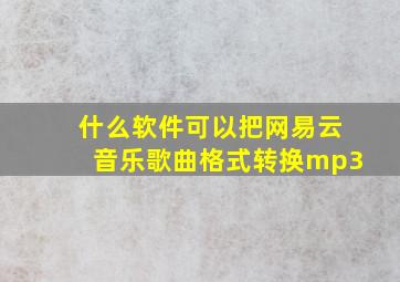 什么软件可以把网易云音乐歌曲格式转换mp3