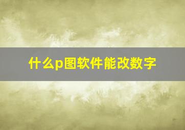 什么p图软件能改数字