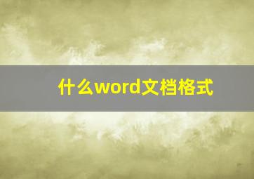 什么word文档格式