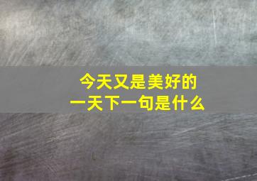 今天又是美好的一天下一句是什么