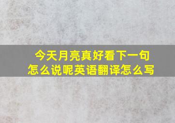 今天月亮真好看下一句怎么说呢英语翻译怎么写