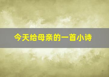 今天给母亲的一首小诗