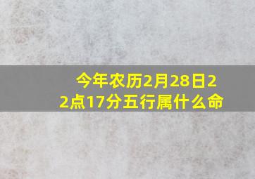 今年农历2月28日22点17分五行属什么命