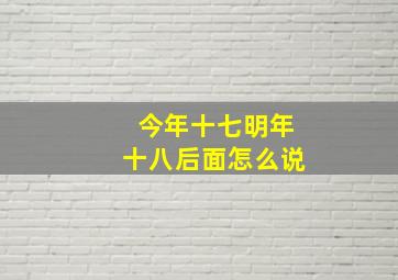 今年十七明年十八后面怎么说