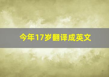 今年17岁翻译成英文